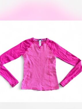 Ivivva Lululemon Girls 12 Kids Large Long Sleeve Shirt Pink stripes Workout